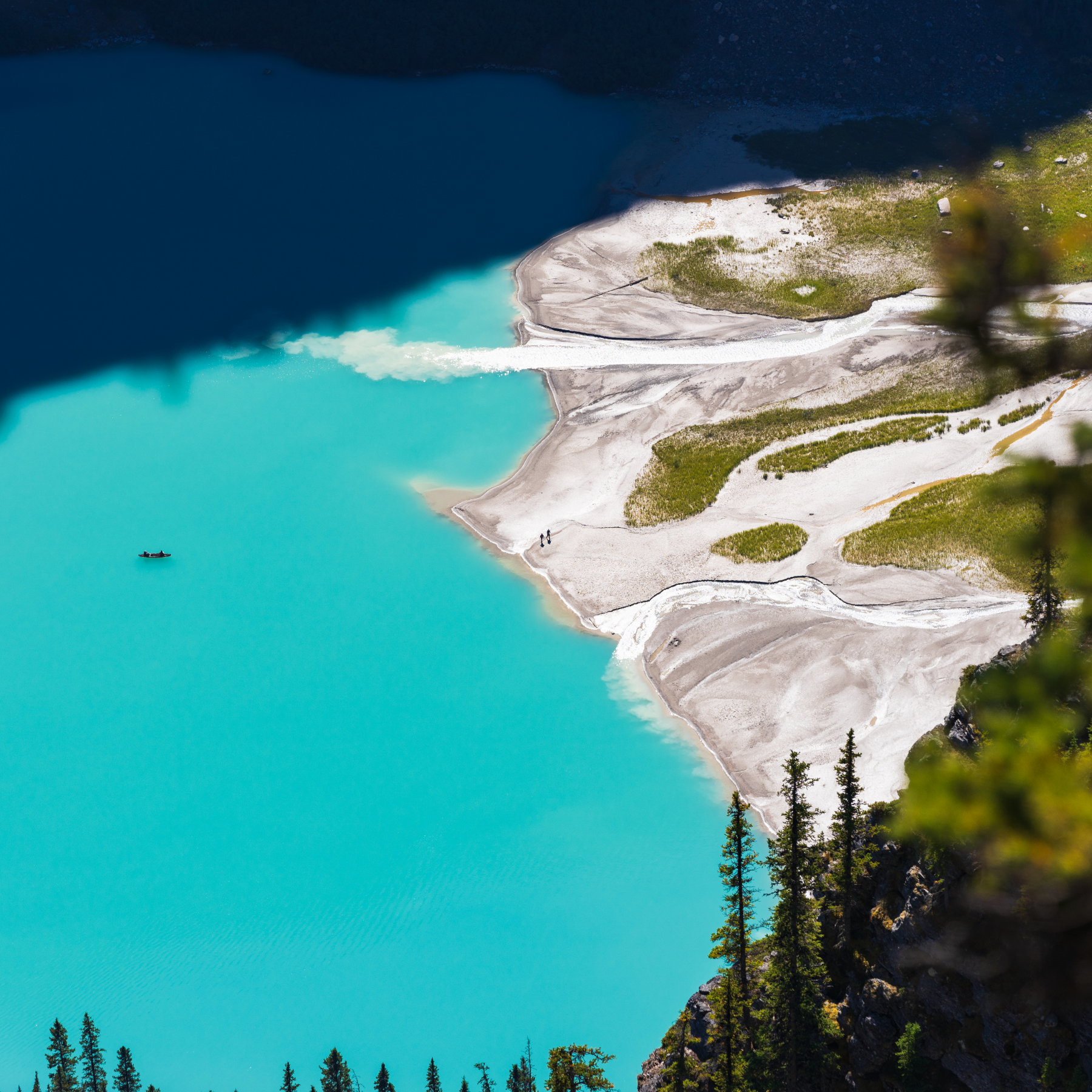 Kayakers on Lake Louise in Alberta Canada Banff National Park