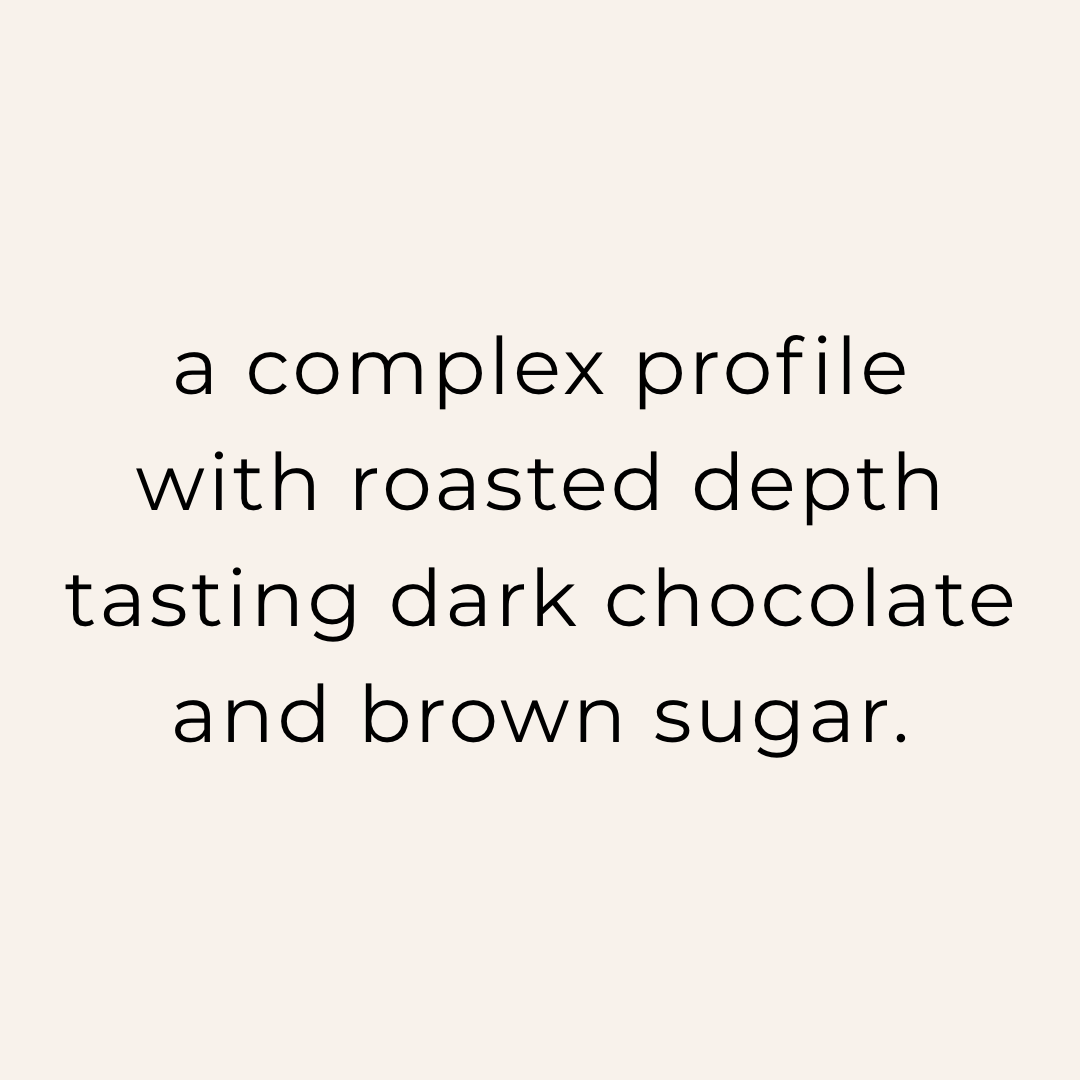 Roast profile description for the Beyond Mountains Dark roast coffee by ADVNTR Coffee Co.